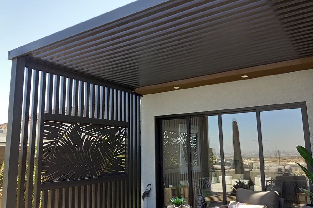 Open lattice patio cover and wall made with premium 4K Aluminum